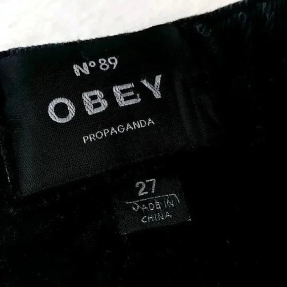 Obey Size 27 Black Distressed Skinny Straight Leg Jeans - Picture 3 of 11